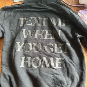 Lonely Ghost Text Me When You Get Home hoodie. Black on Black font. Size medium